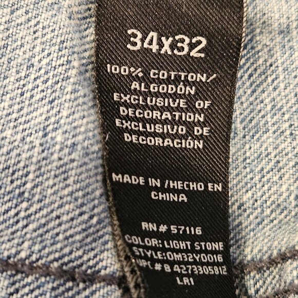 OP Men 34 x 32 Jeans Blue Bootcut Classic Stonewash Denim Y2K Pockets Zip Cotton - Picture 10 of 12